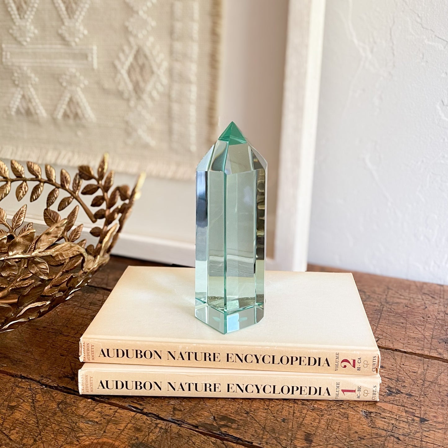 green glass decorative statue