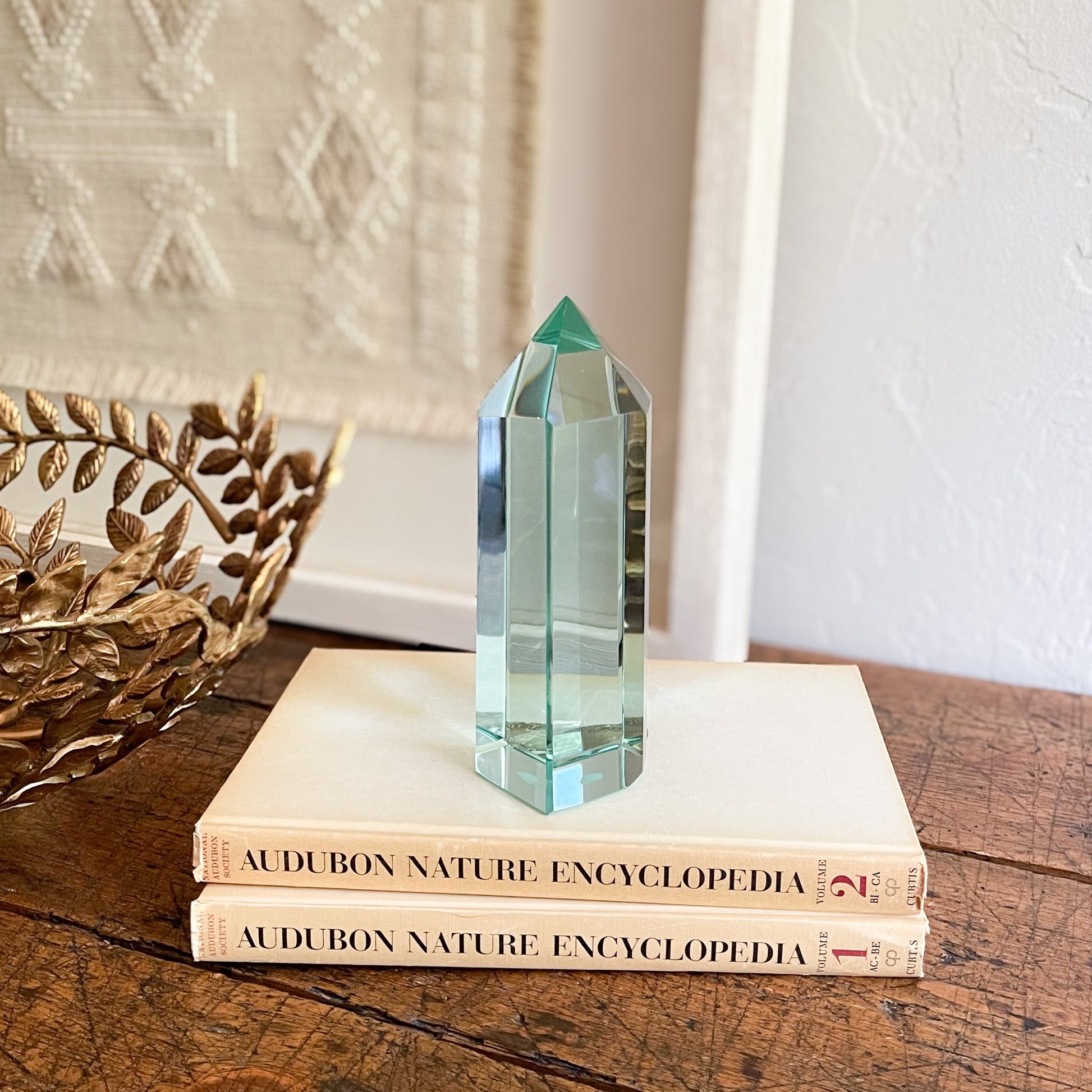 green glass decorative statue