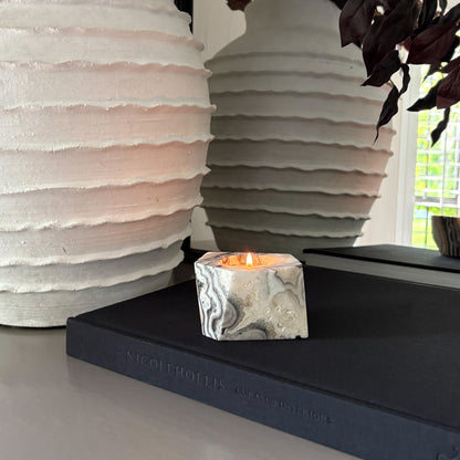 Faceted Zebra Calcite Candle Holder