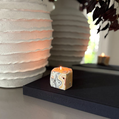 Faceted Zebra Calcite Candle Holder