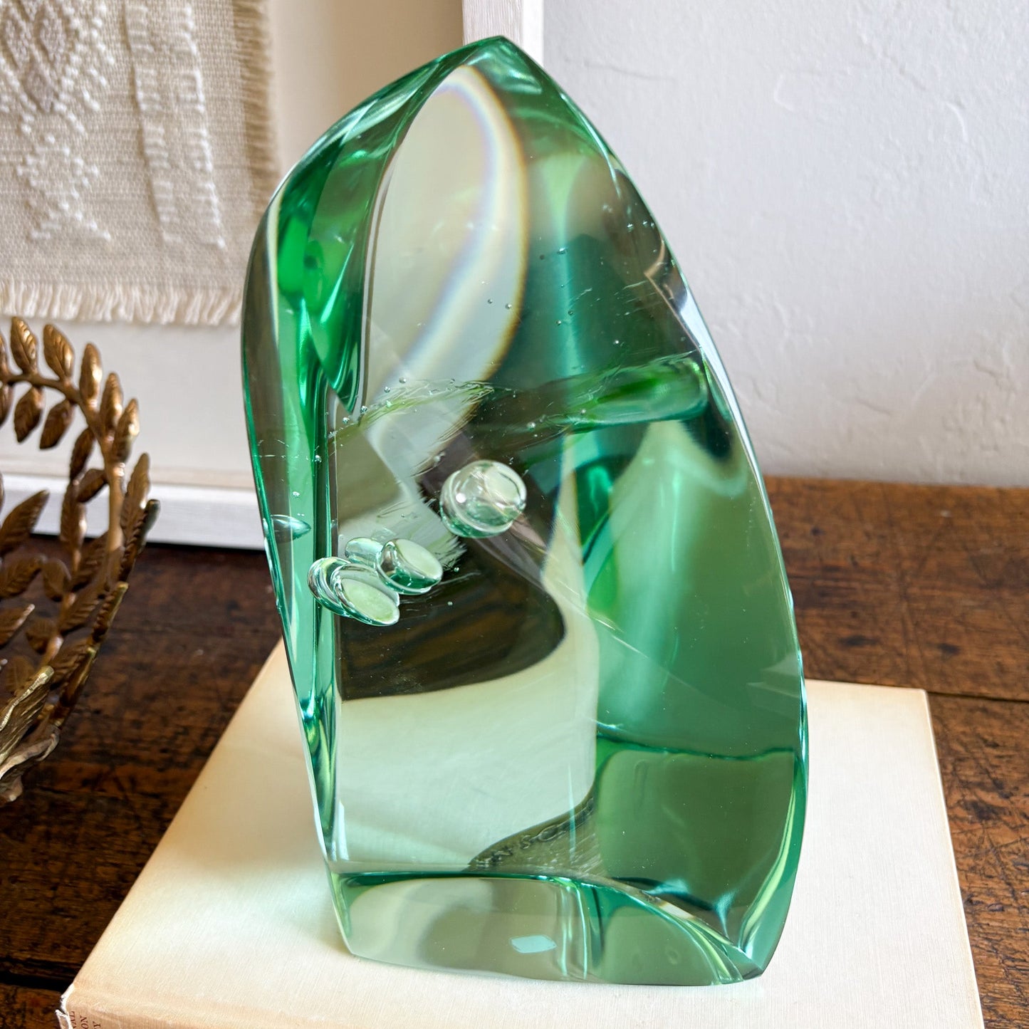 decorative green glass statue
