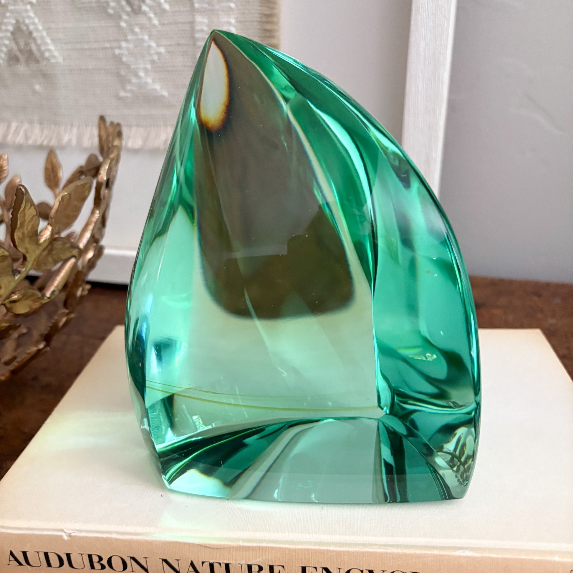 decorative green glass statue
