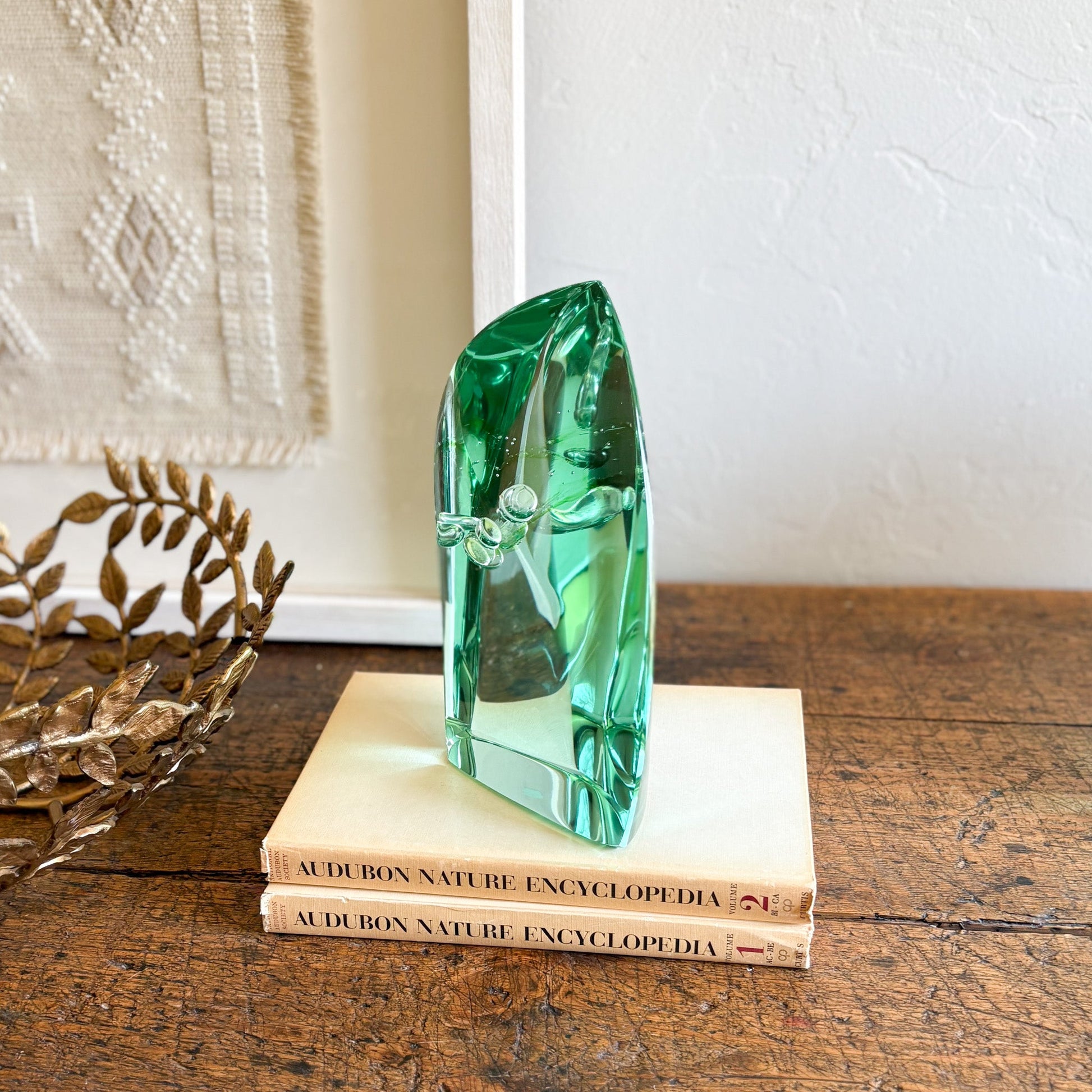 decorative green glass statue