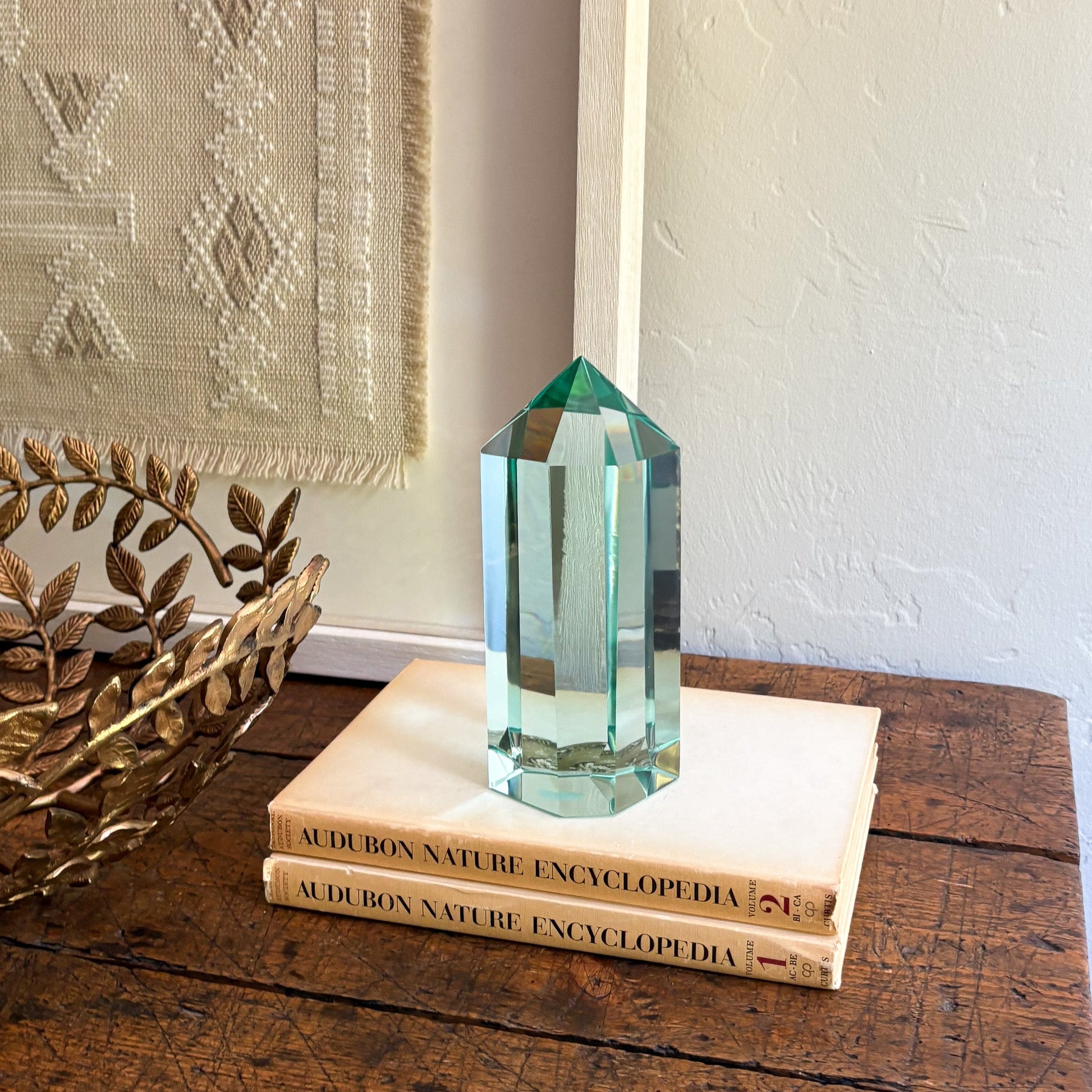 decorative blue green glass statue
