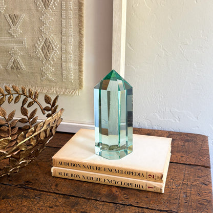 decorative blue green glass statue