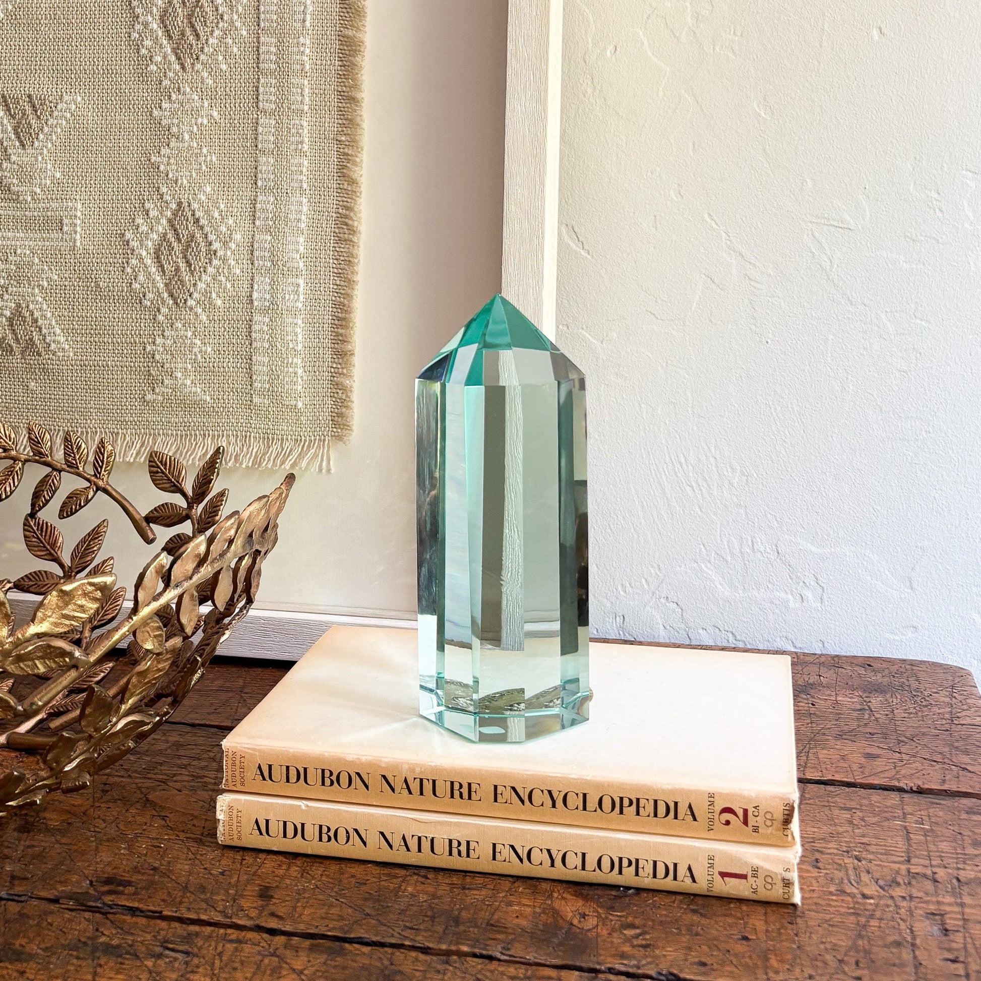 decorative blue-green glass statue