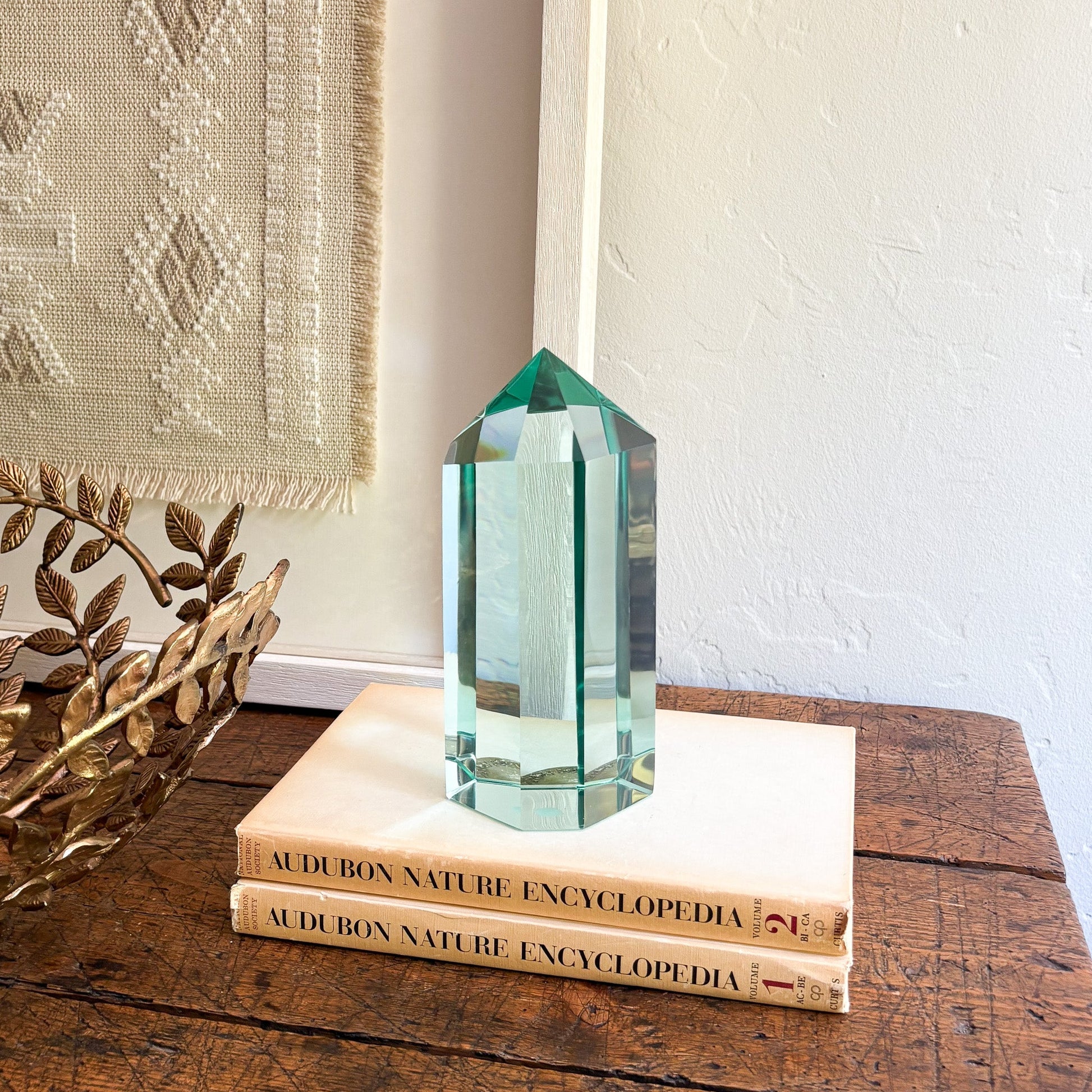 decorative blue green glass statue