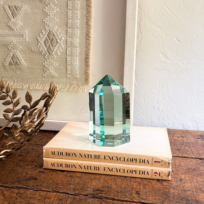 decorative blue green glass prism