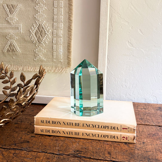 decorative blue green glass prism