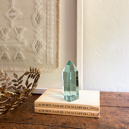 decorative blue green glass prism