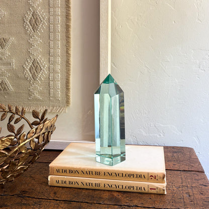 faceted blue green glass point