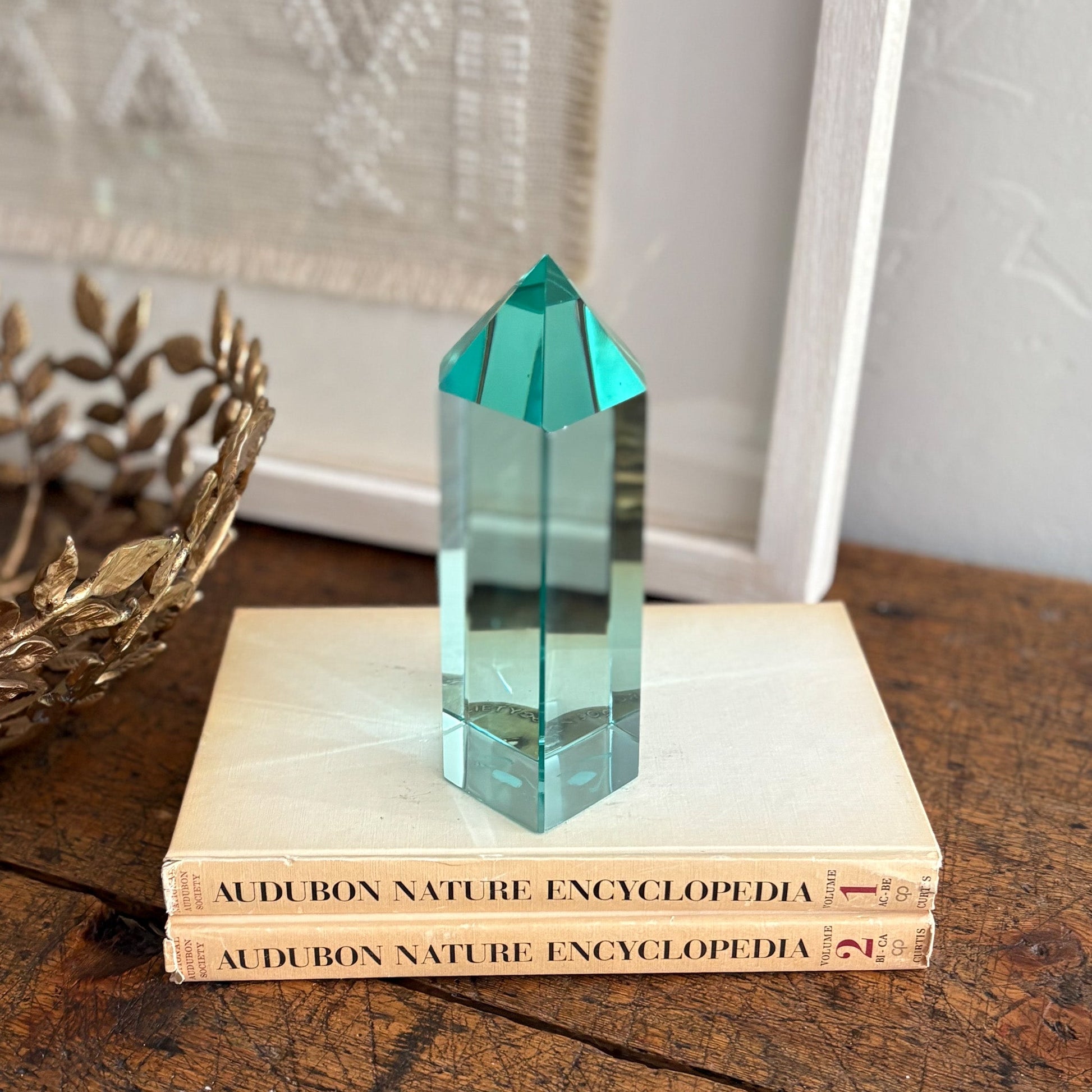 decorative green glass tower