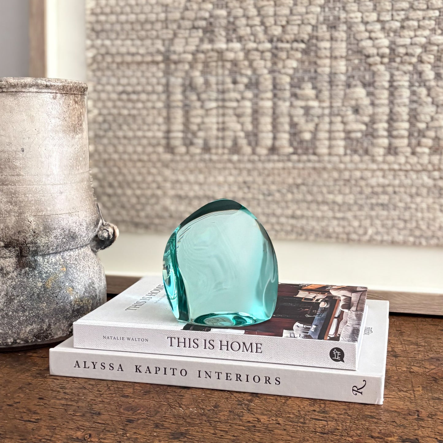 decorative green glass sculpture