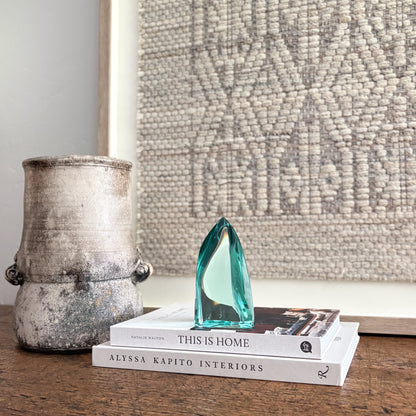 blue green glass decorative object