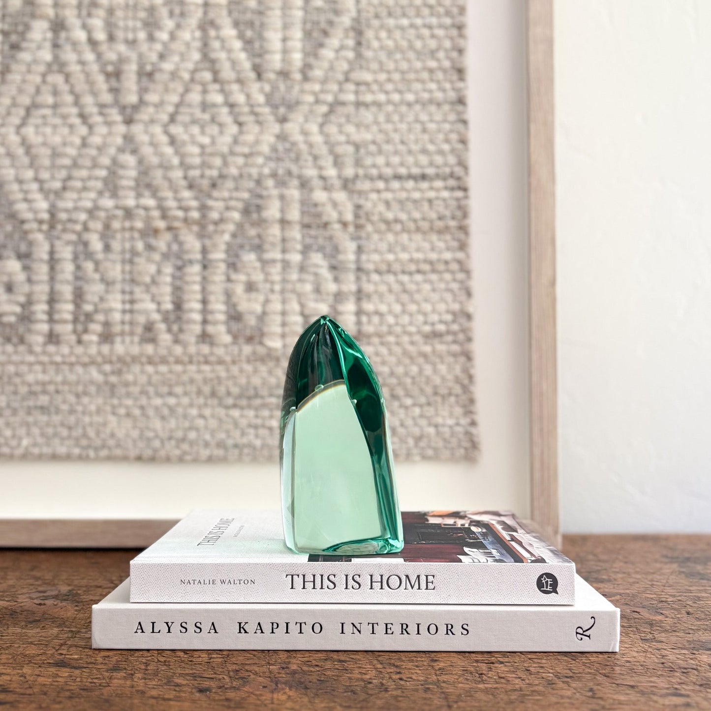 blue green glass decorative object