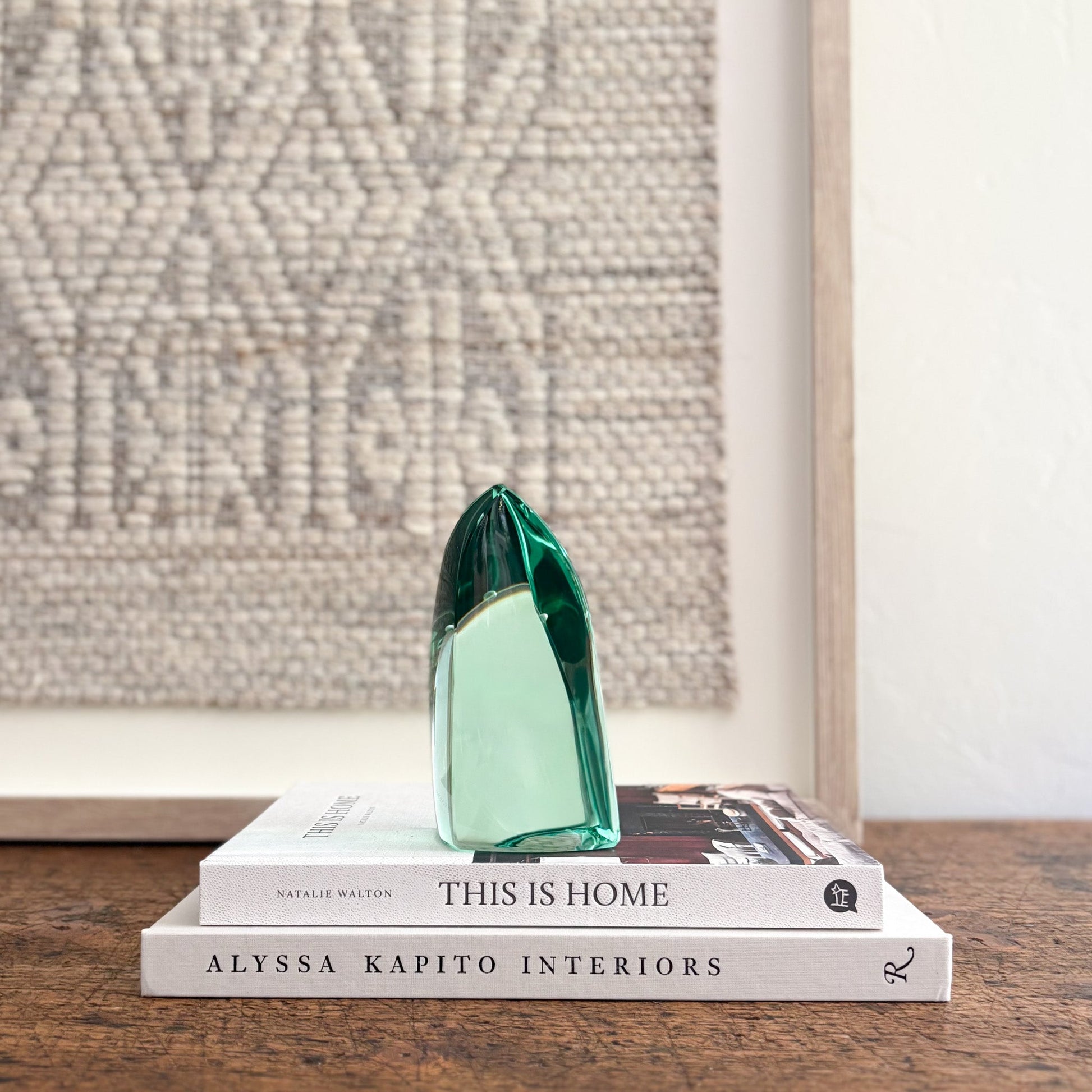 blue green glass decorative object