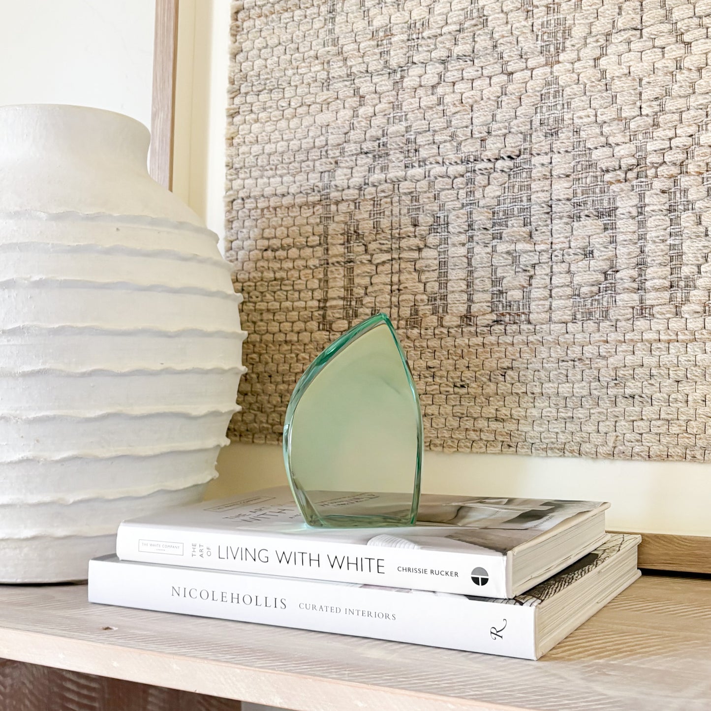 Nature-inspired green glass sculpture