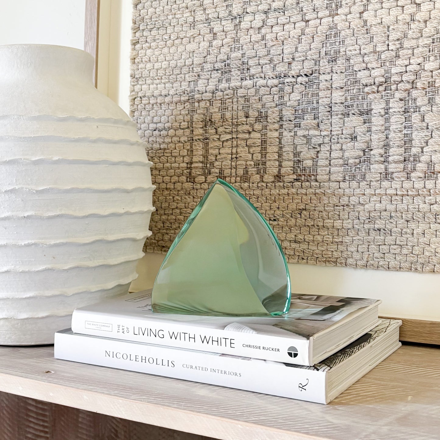 Nature-inspired green glass sculpture