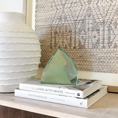 Nature-inspired green glass sculpture