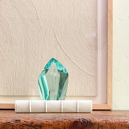 Modern green glass art sculpture for home decor