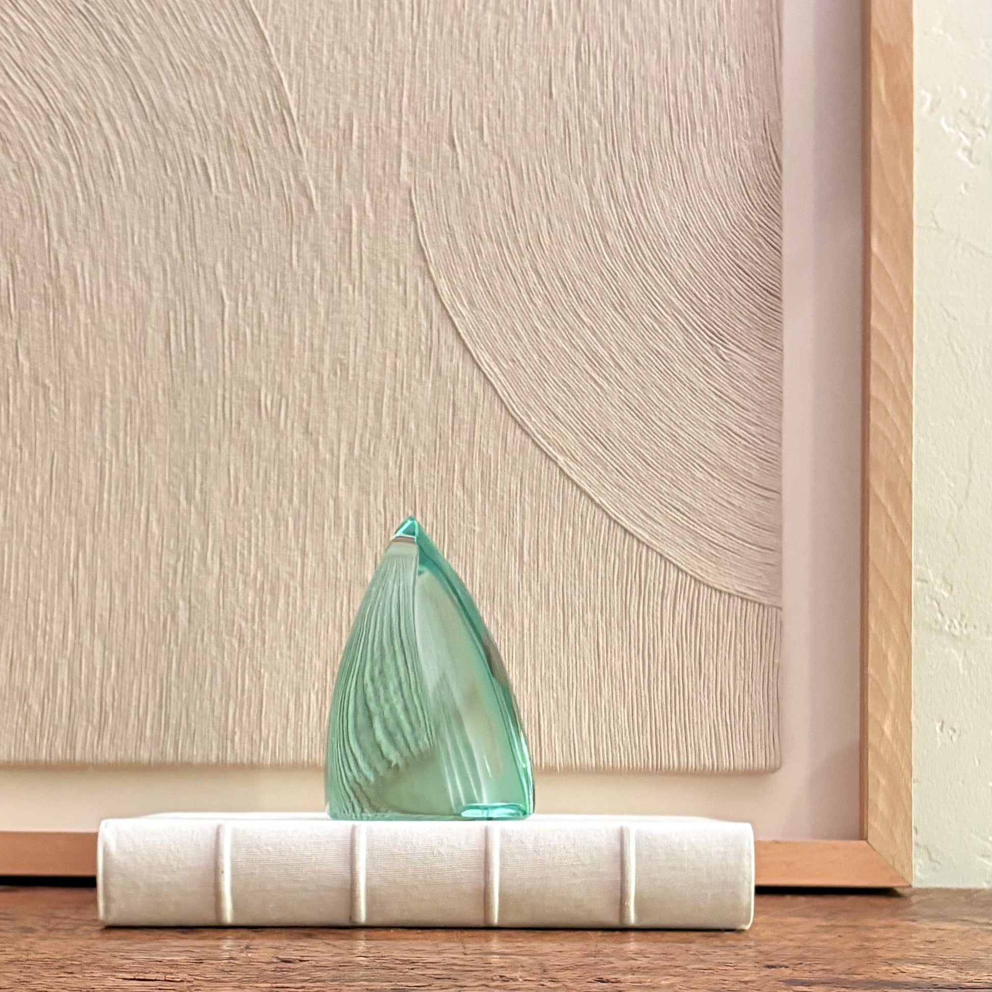 Modern green glass art sculpture for home decor