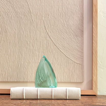 Modern green glass art sculpture for home decor