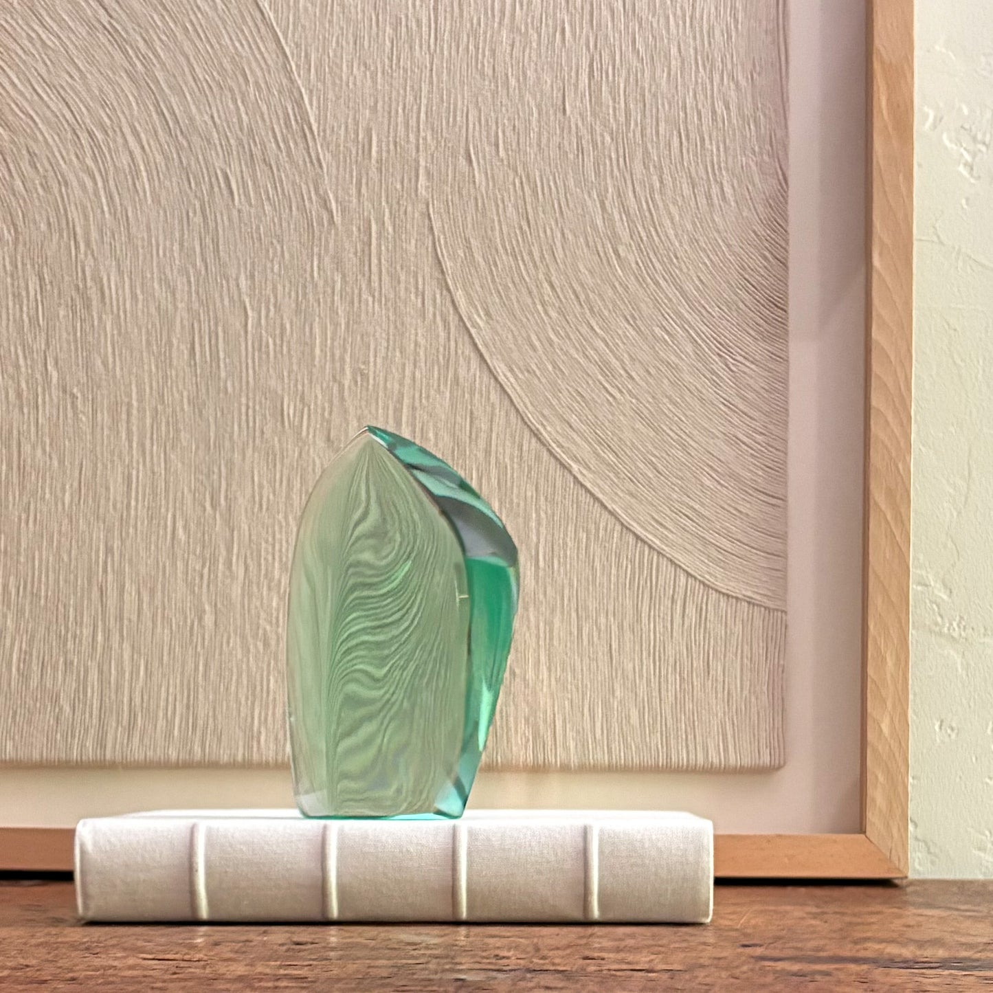 Modern green glass art sculpture for home decor