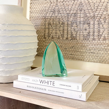 Modern green glass sculpture