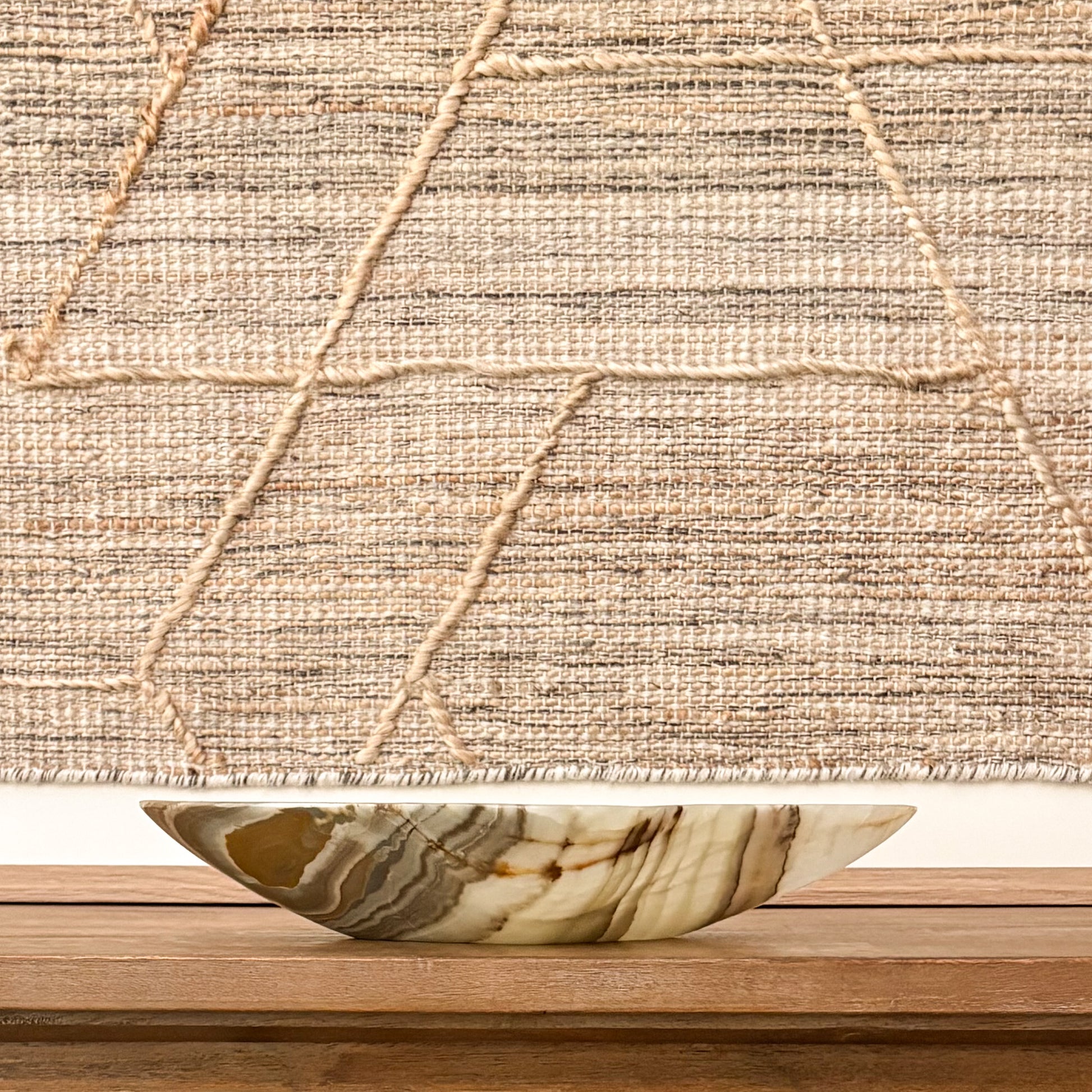 Artisan carved green onyx decorative bowl crafted from genuine natural stone