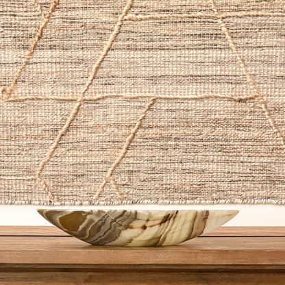 Artisan carved green onyx decorative bowl crafted from genuine natural stone