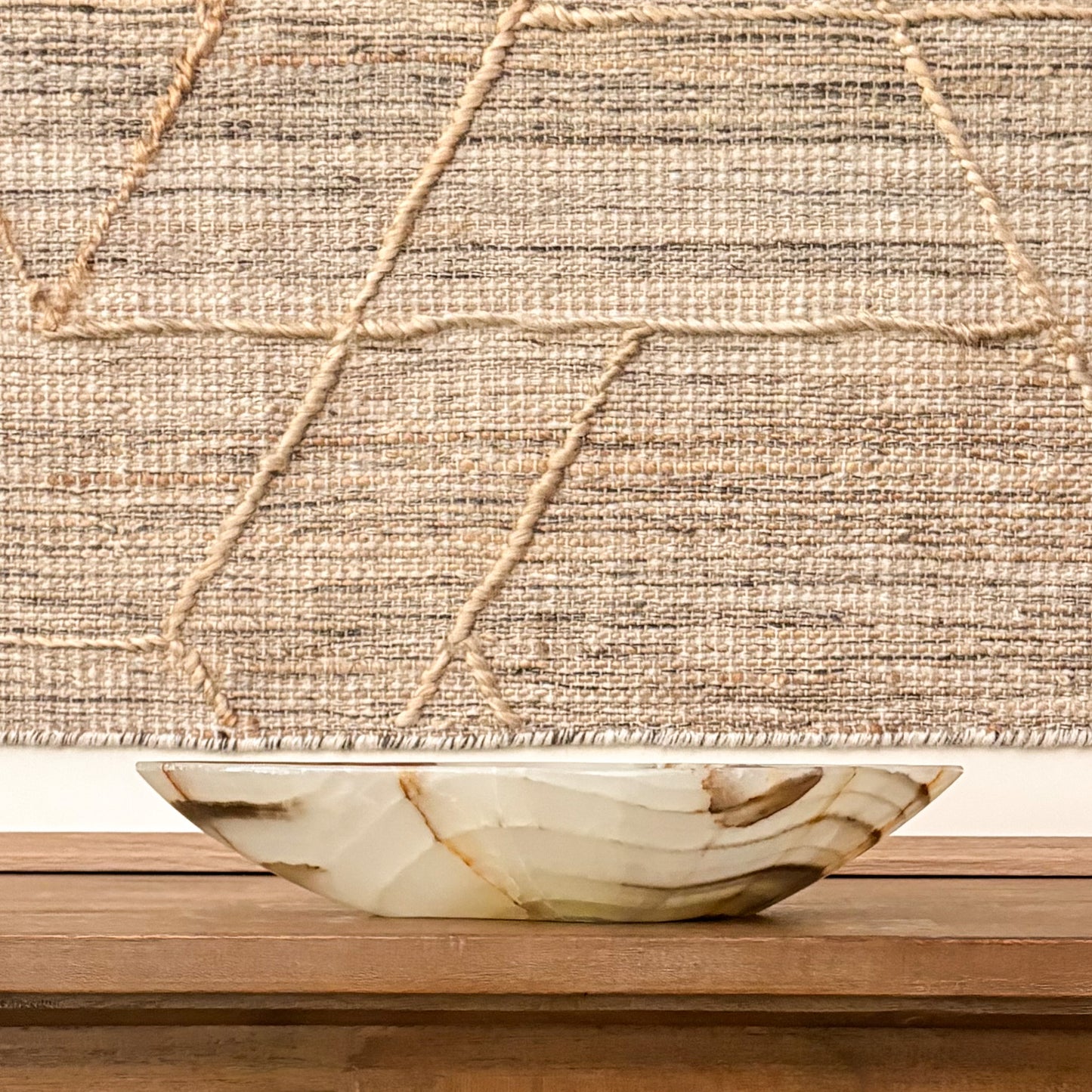 Artisan carved green onyx decorative bowl crafted from genuine natural stone