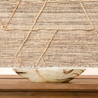 Artisan carved green onyx decorative bowl crafted from genuine natural stone