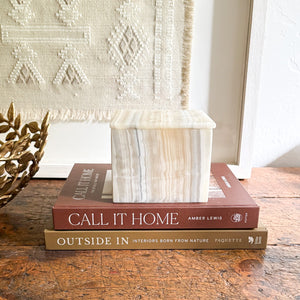 decorative onyx box with lid, neutral home accents