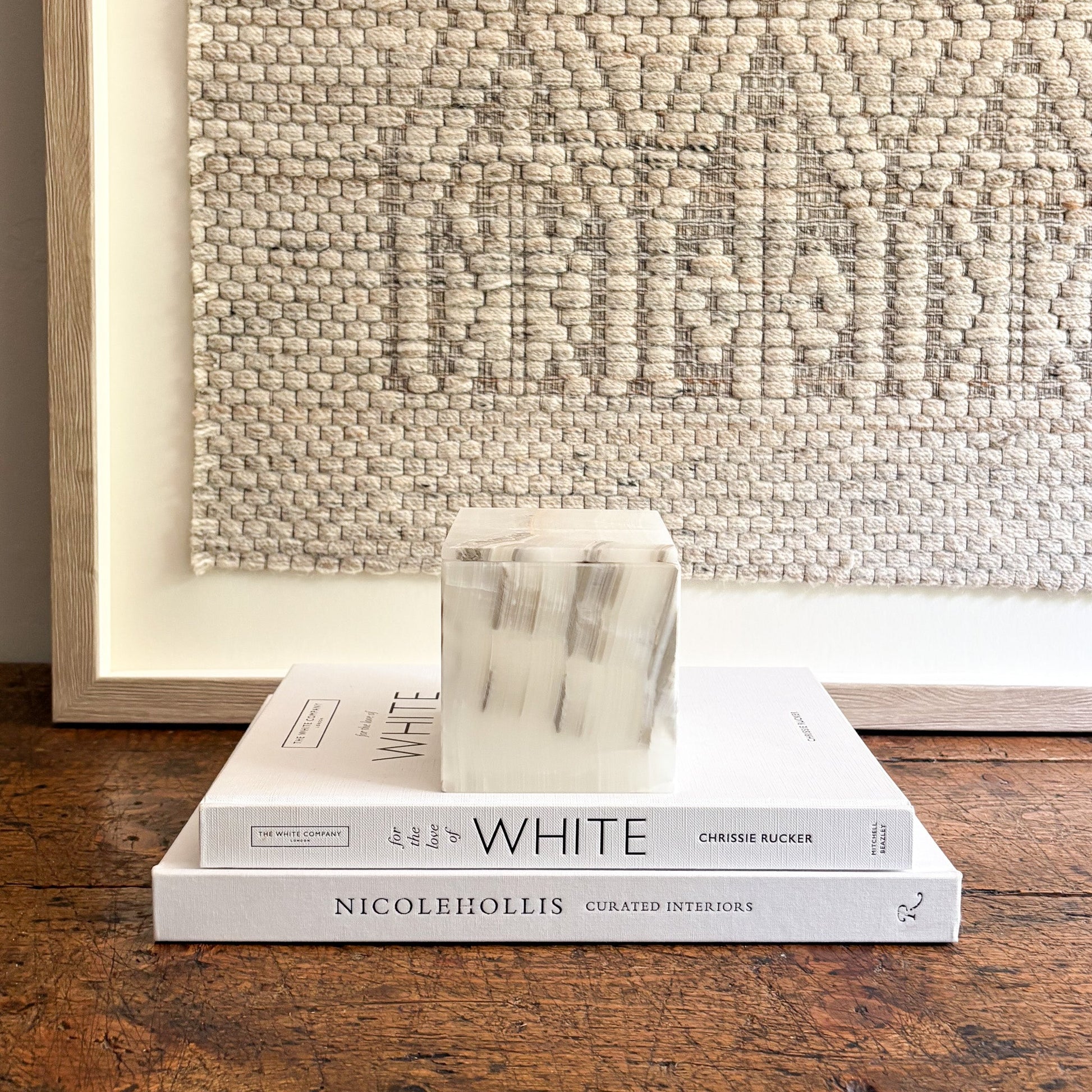 rectangular white and gray onyx box with lid