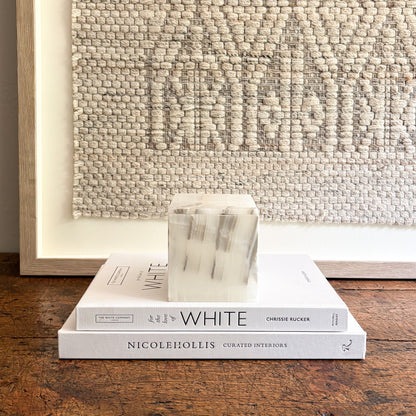 rectangular white and gray onyx box with lid