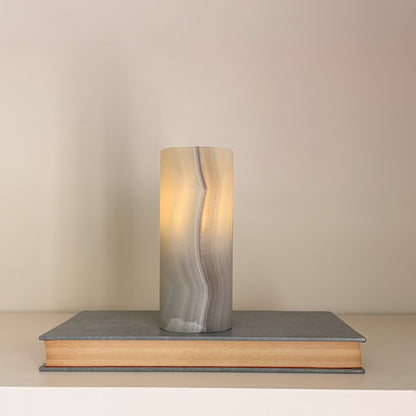 Luxury organic modern décor featuring grey aragonite tealight candle holders