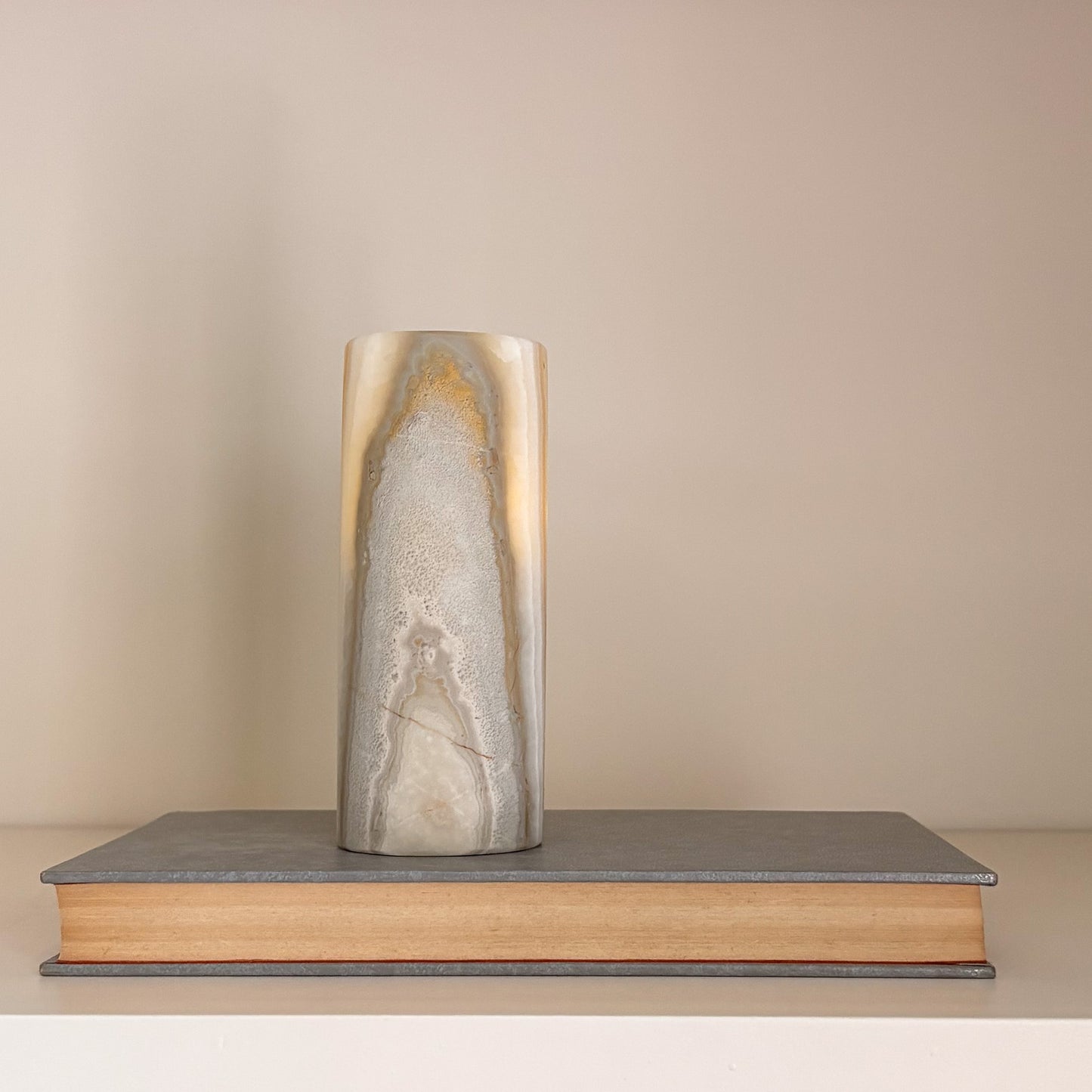 Contemporary grey aragonite candle holders for luxury home interiors