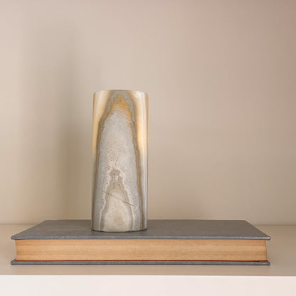 Contemporary grey aragonite candle holders for luxury home interiors