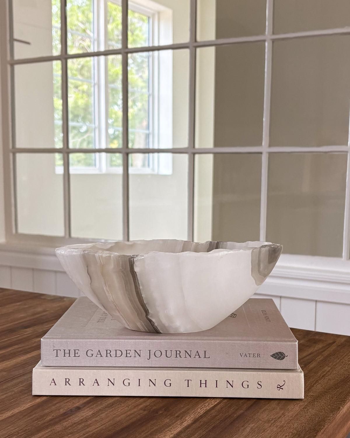 Natural grey onyx bowl with unique banded pattern