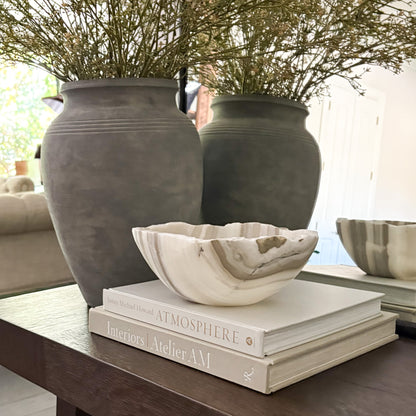 decorative grey and white onyx bowl