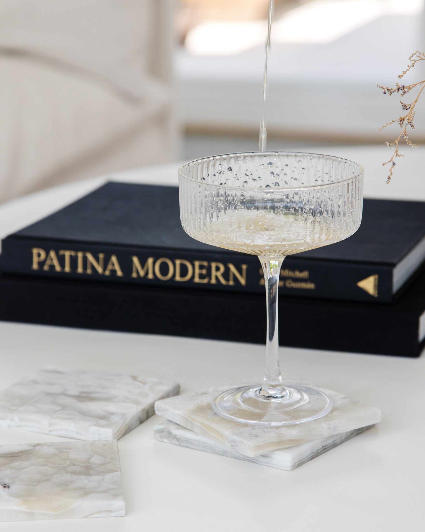 Modern grey onyx coaster set made from authentic natural stone for stylish home décor and entertaining