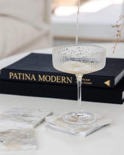 Modern grey onyx coaster set made from authentic natural stone for stylish home décor and entertaining