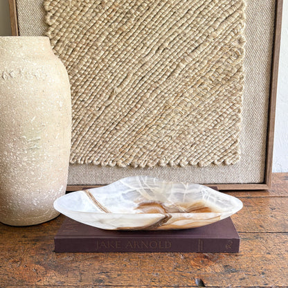 white and brown onyx accent bowl