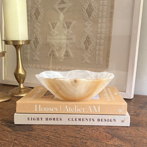 decorative beige and white onyx bowl