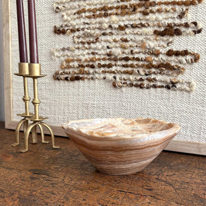 decorative brown and white onyx bowl