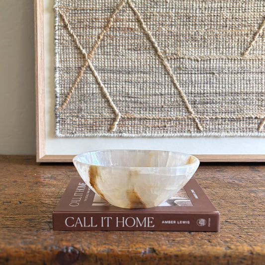 brown and white onyx accent bowl