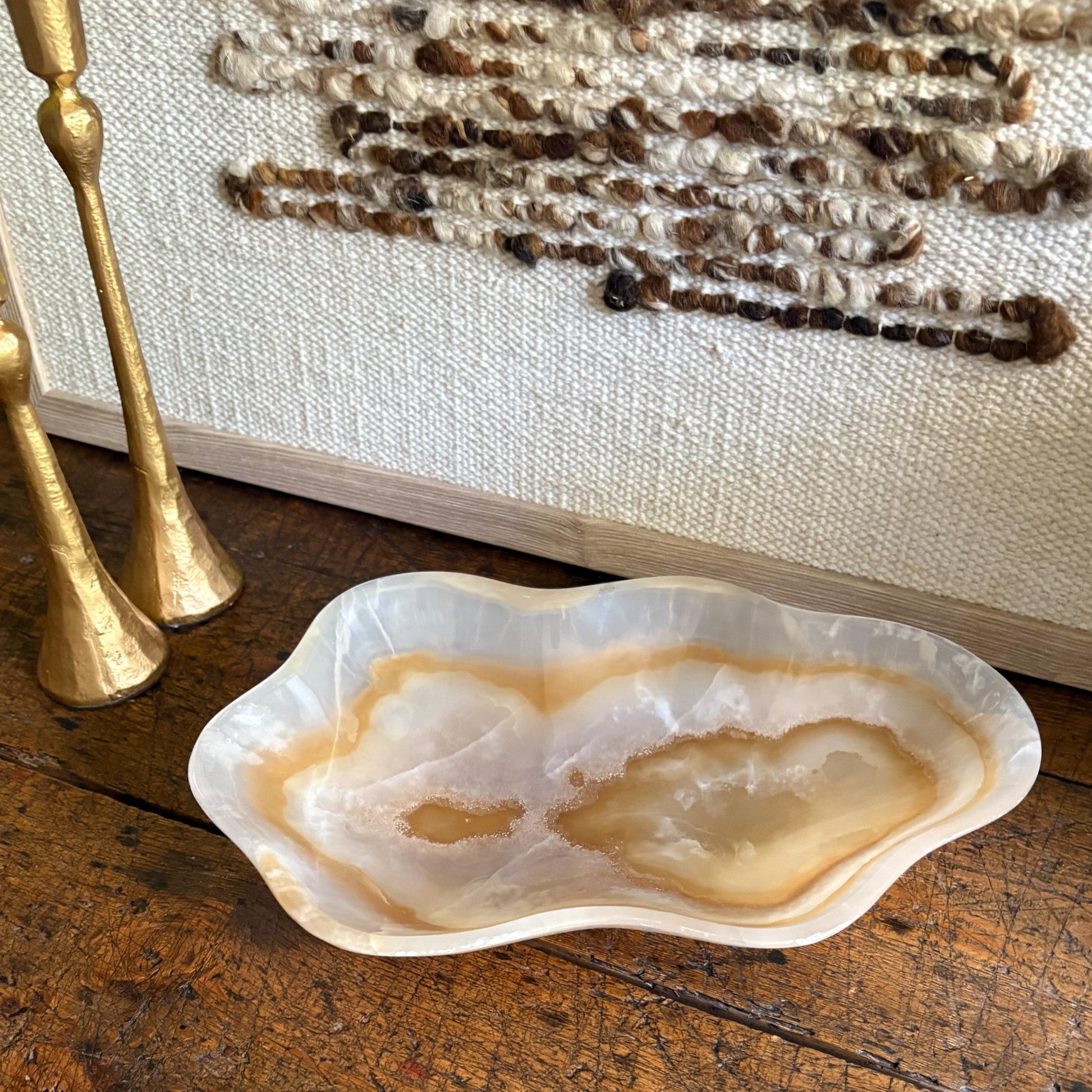 brown and white onyx accent bowl