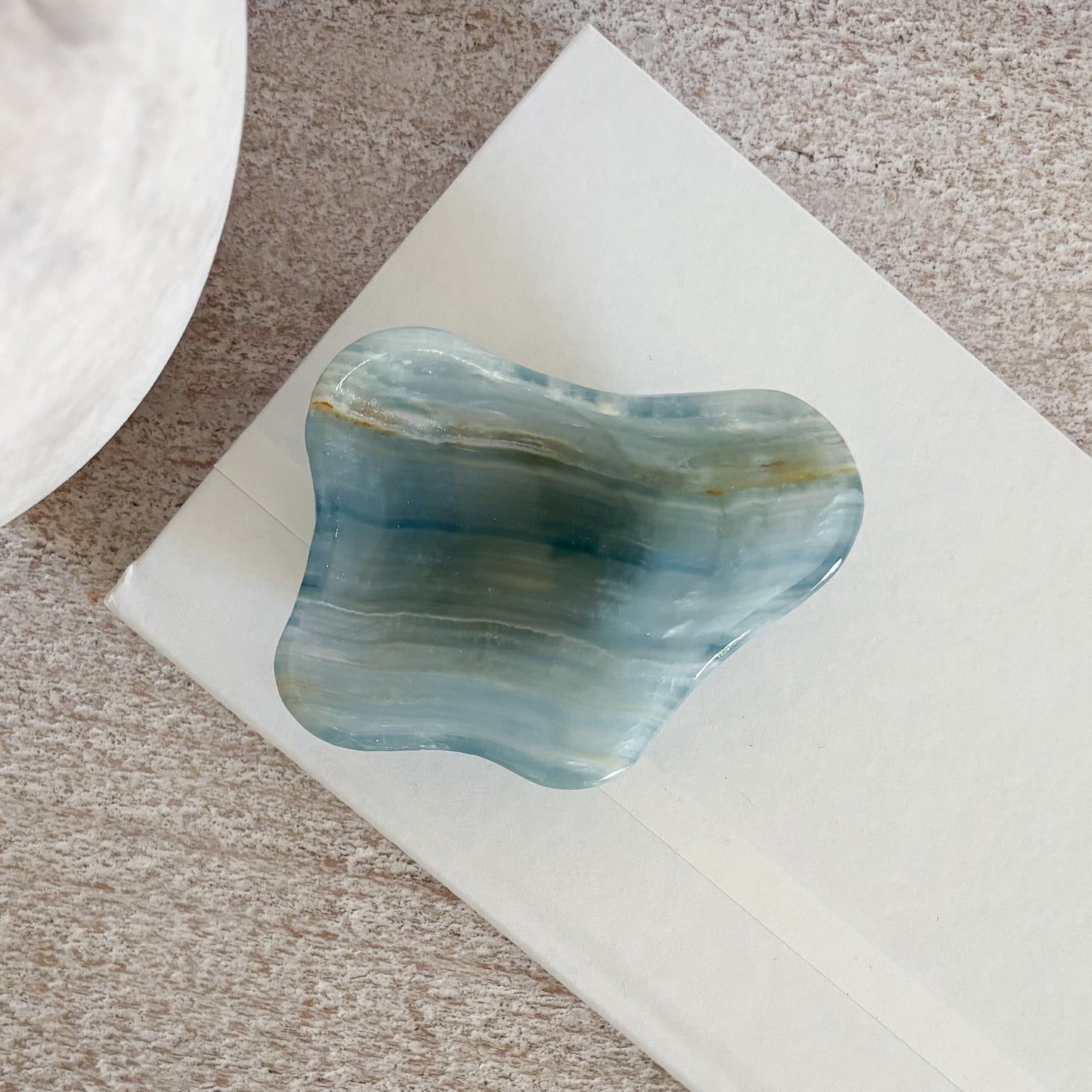 Hand Carved Blue Onyx Trinket Dish