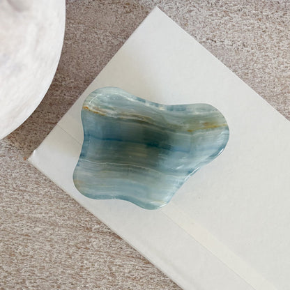 Hand Carved Blue Onyx Trinket Dish