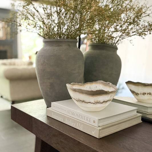 grey and white onyx accent bowl